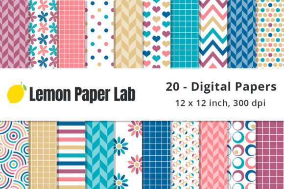 Download Sunset Geometric Digital Paper - Geometric Collection