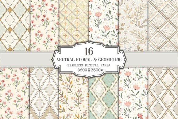 Download Neutral Floral &amp; Geometric Seamless - Geometric Collection