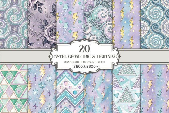 Download Pastel Geometric &amp; Lightning Seamless - Geometric Collection