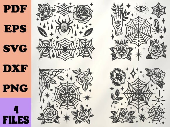 Download Gothic Spider Web Roses SVG - Web Collection