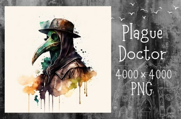 Download Watercolor Plague Doctor Gothic Design - Gothic design Collection