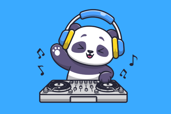 Download Cute Panda Playing DJ Electronic Music - Play Collection