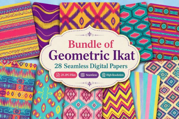 Download Bundle of Geometric Ikat Digital - Geometric Collection