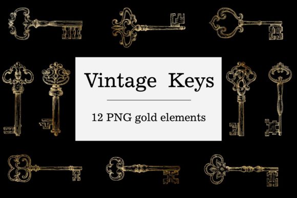 Download Gold Vintage Keys - Gothic Design - Gothic design Collection