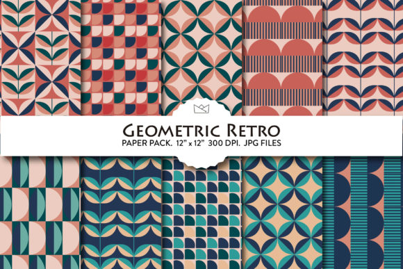 Download Geometric Retro Digital Paper, Patterns - Geometric Collection